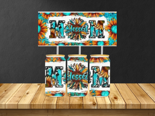 Turquoise & Sunflowers "Blessed Mom"