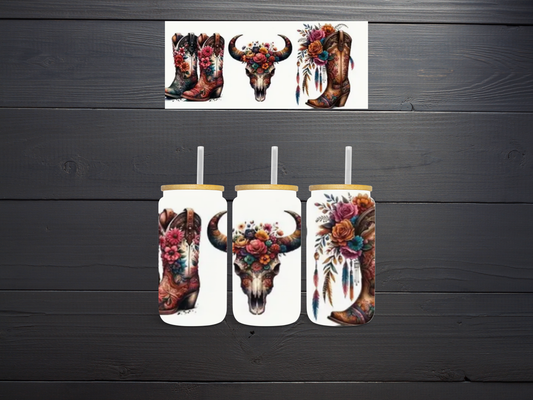 Boots & Skull - flowers