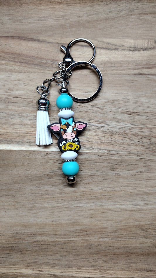Turquoise Bow and Sunflower Cow