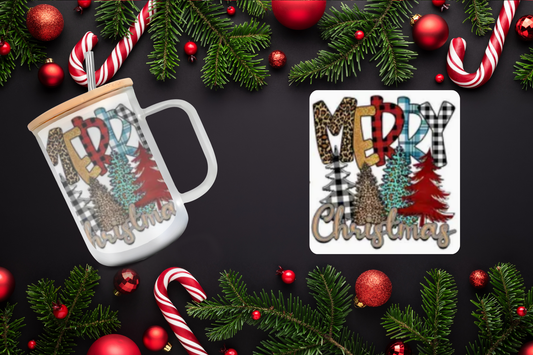 16oz - Plaid & Trees "Merry Christmas"