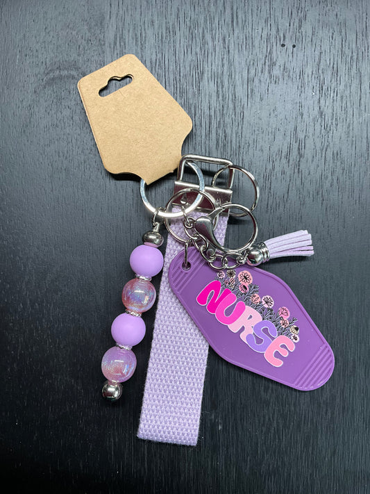 "Nurse Life – Vintage Floral Keychain Set" 💜🌸