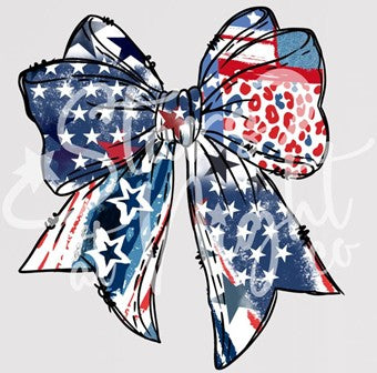 "Leopard Patriotic Bow Tee"